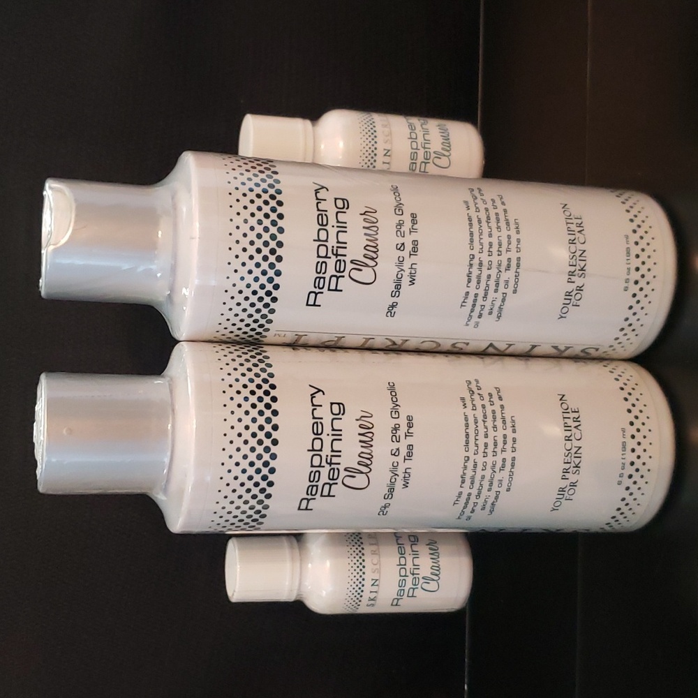 Skin Script RX Raspberry Refining Cleanser - 2 Full size bottles & 2 sample size